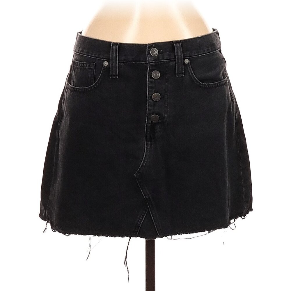 Madewell Black Rigid Denim A-Line Mini Skirt - Size 29